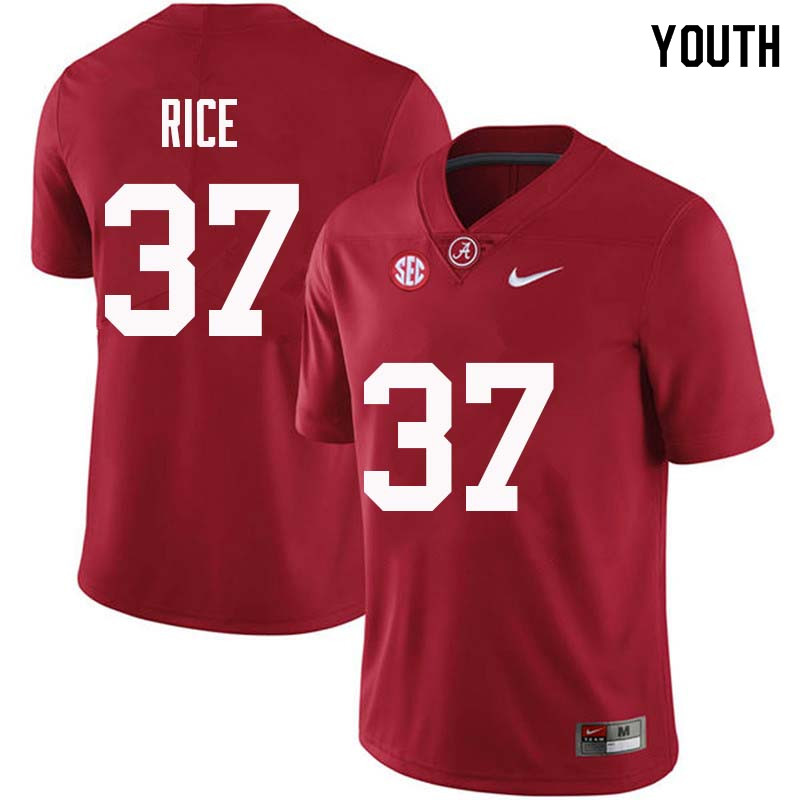 Youth #37 Jonathan Rice Alabama Crimson Tide College Football Jerseys Sale-Crimson
